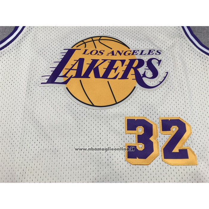 Maglia Los Angeles Lakers Magic Johnson #32 Mitchell & Ness Chainstitch Crema